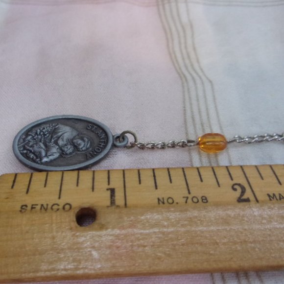 St Anthony Orange Bead Chaplet Bracelet 7" L - Picture 5 of 7